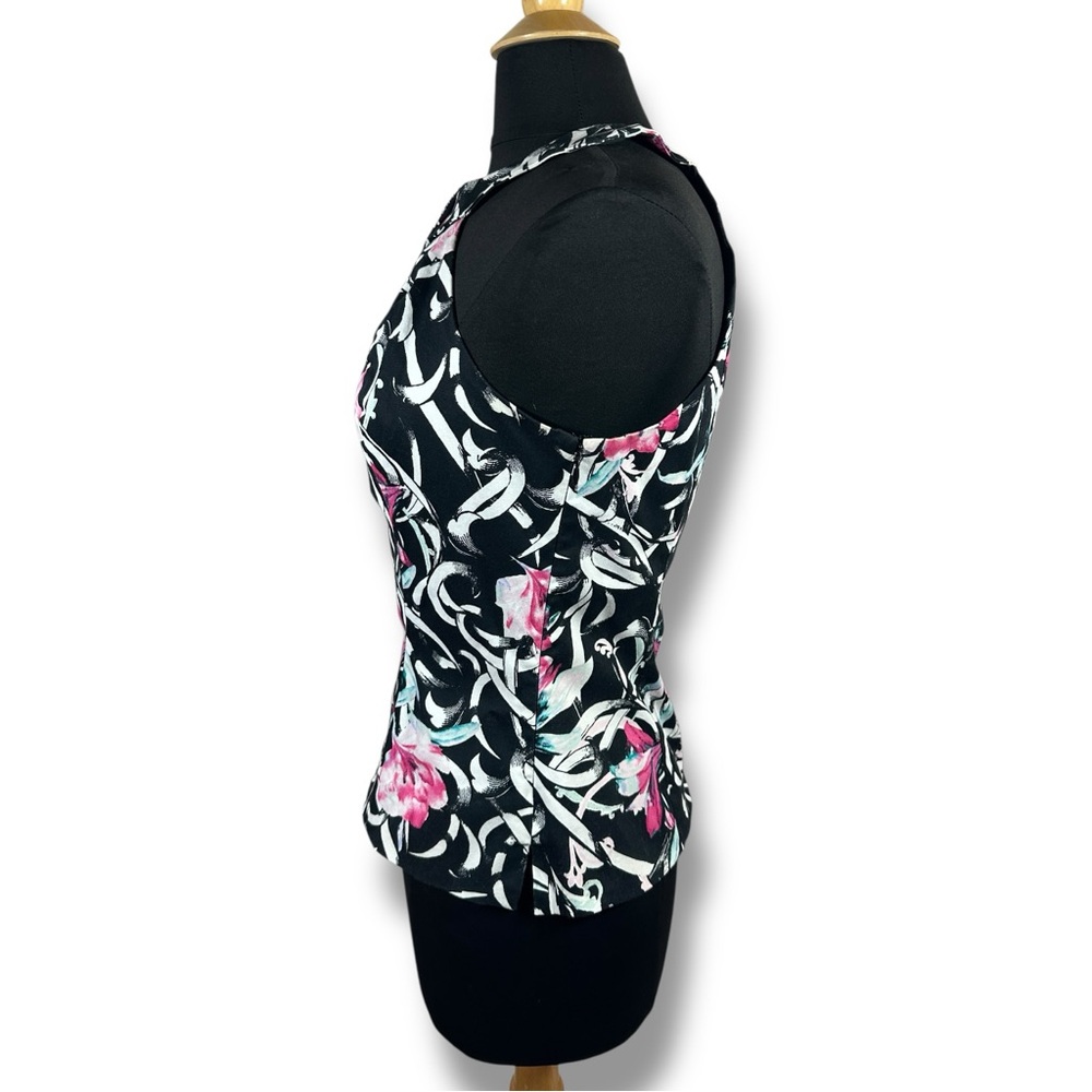 Women’s Black Halter Floral Print Top - Pink Accent - Picture 4 of 11